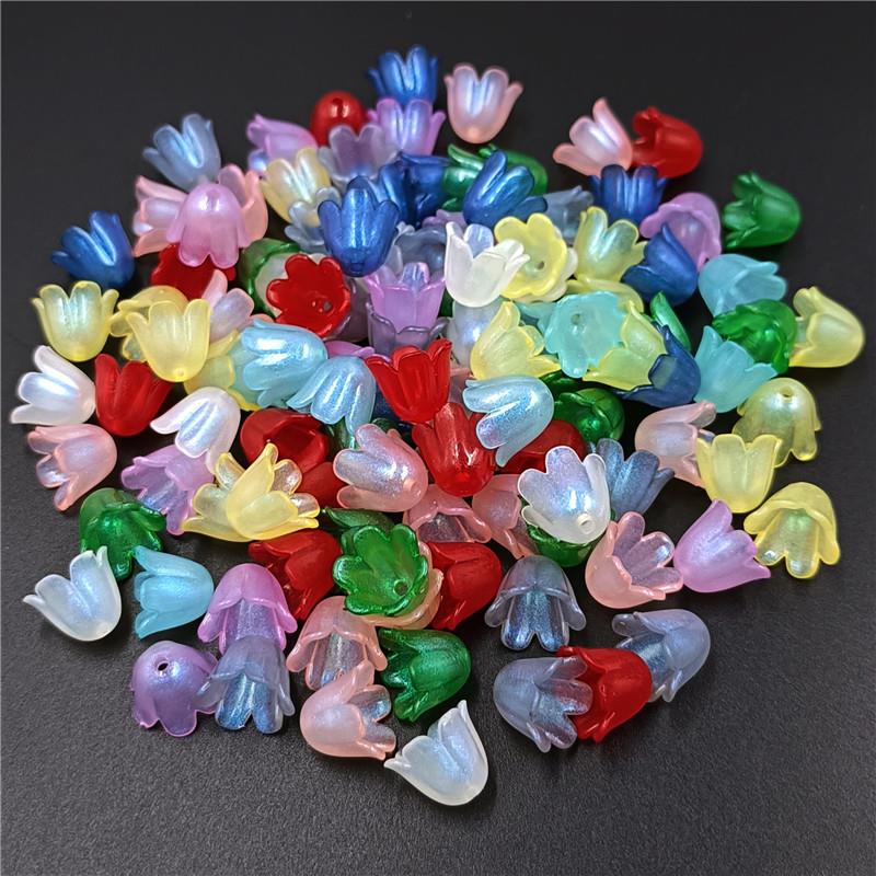 New AB/Solid Flower Holders for Bracelet Lily of the Valley Acrylic Loose Beads Making DIY Jewelry Accessories 20Pcs Necklace