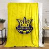 Blue Trident Emblem on Yellow Background printed Flannel blanket for bedroom, living room, sofa, and nap