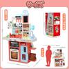 Милая кухонная игрушка из камня, развивающая игрушка, 64 детали, реалистичный пар, свет и звуки готовки, циркулирующий диспенсер для воды, простая сборка, включает