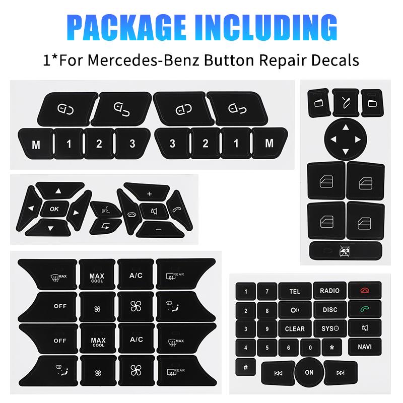Car Button Repair Sticker Decals For Mercedes Benz C-Class W204 S204 C204 Facelift SLK-Class R172 E-Class W212 Coupe C207
