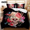 Комплект постельного белья с черепом Queen 3D Skeleton Floral Skull Pattern Printed Beds Qulit Cover Gothic Microfiber Beds Queen Size