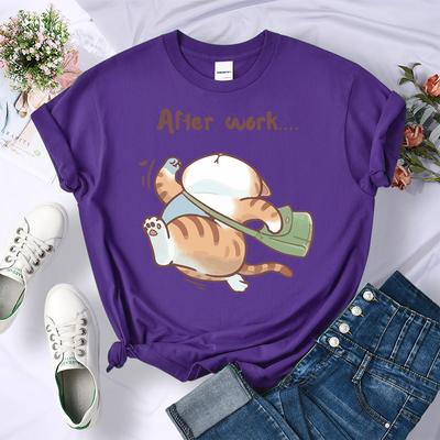 Кошка, которая бегает после работы, Принтованная женская футболка, Летняя, Прохладная, С коротким рукавом, С круглым вырезом, Модная одежда, Хип-хоп, Повседневная, Уличная одежда