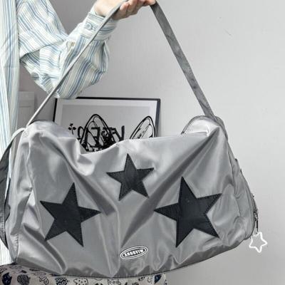Новая трендовая серая сумка через плечо Niche Splicing Color Blocking Design Stars Backpack Leisure High Capacity Crossbody Bags Travel Bag
