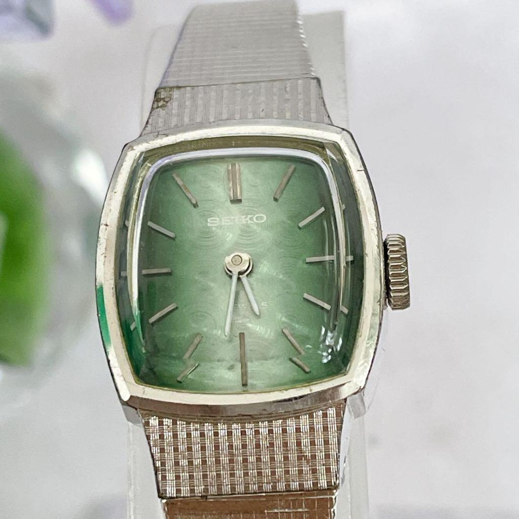 Б/у женские часы Seiko Зеленый циферблат Резное стекло Ручной завод #t83