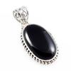 Natural Black Onyx Gemstone 925 Solid Sterling Silver Jewelry Pendant 1.6'' f6U35