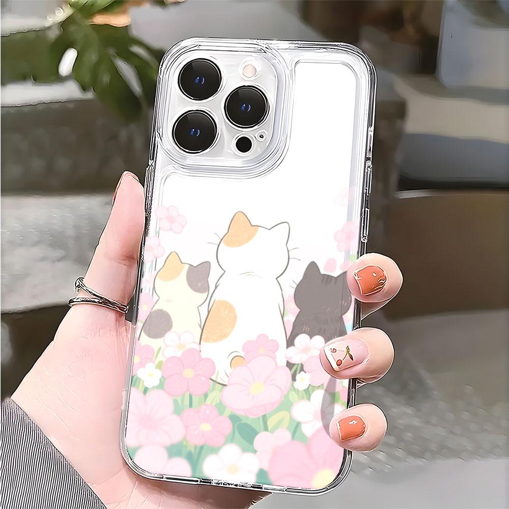 Вид со спины кошки на цветочном поле Чехол для телефона для Xiaomi Redmi Note 15 14 13 12 11 10 9 8 Pro Plus Мягкий ударопрочный защитный чехол