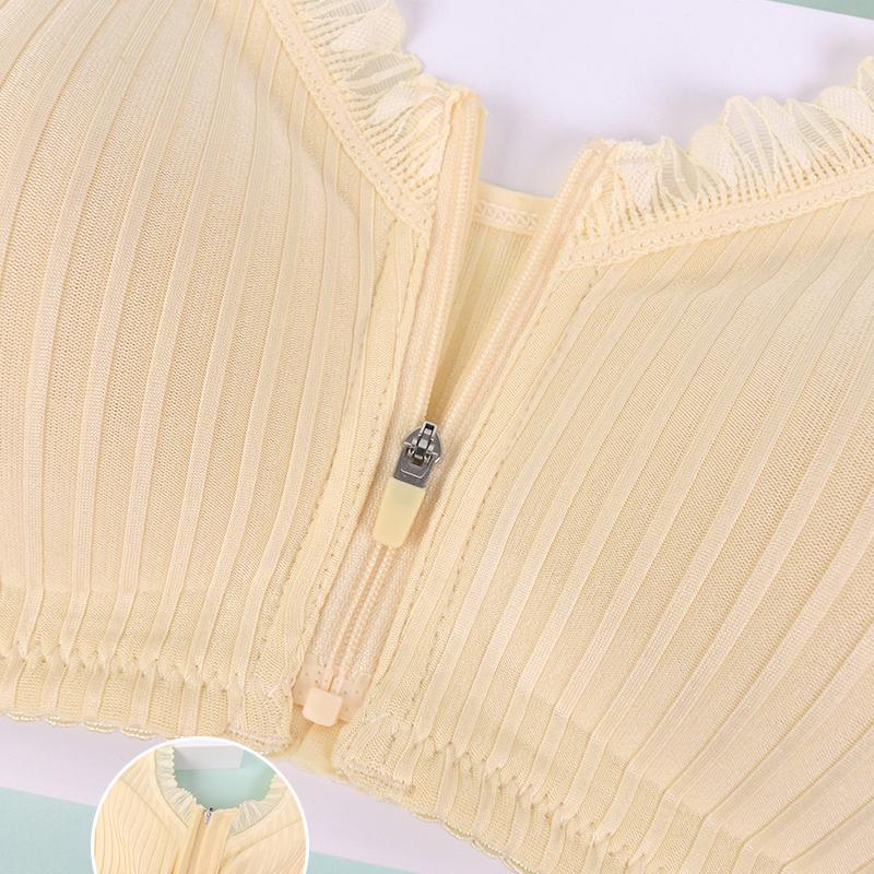 Мягкие хлопковые чашки, нижнее белье для среднего возраста и пожилых людей, женская передняя молния с фиксированной чашкой без стального кольца, жилет типа бюстгальтера большого размера