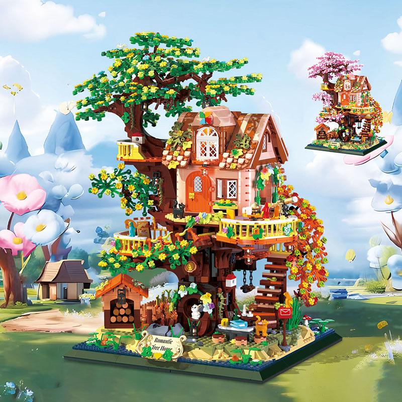 Zhegao Tree House Building Blocks Orchid Flower Villa Bricks Cabin Juguetes Diy Toys Moc Magic Hotel Gift Adult Present