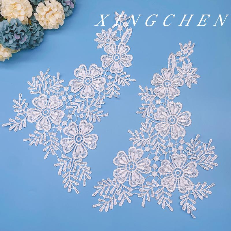 Water Soluble Embroidery Applique Lace Flower Pair Flower Collar Diy Decorative Accessories Polyester Light Water Soluble Embroidery Lace Accessories