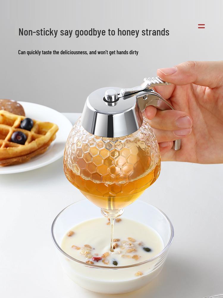 Инновационный герметичный стеклянный диспенсер для меда и сиропа с воронкой и подставкой