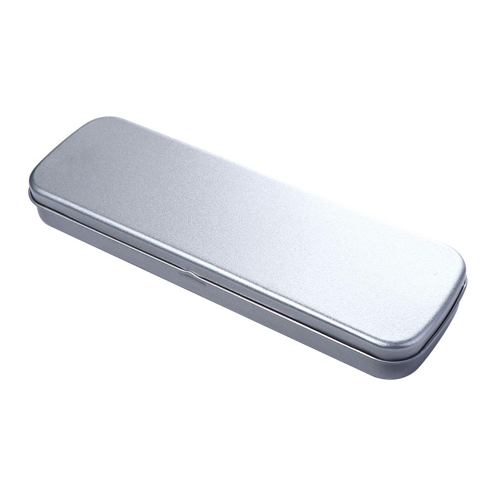 Высококачественные школьные принадлежности Серебристый металлический студенческий однослойный пенал Коробка для хранения карандашей Канцелярская коробка Пенал