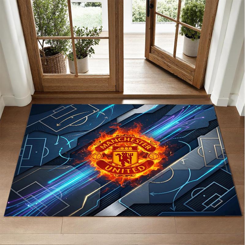 Manchester United Design Crystal Velvet Rug Soft Decorative Mat for Bedroom Entrance
