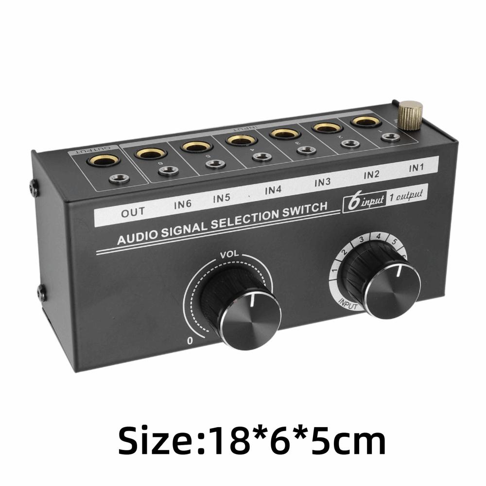with Volume Control Knob 6 Way Sound Switcher Stereo Audio Switcher for Speaker Subwoofer