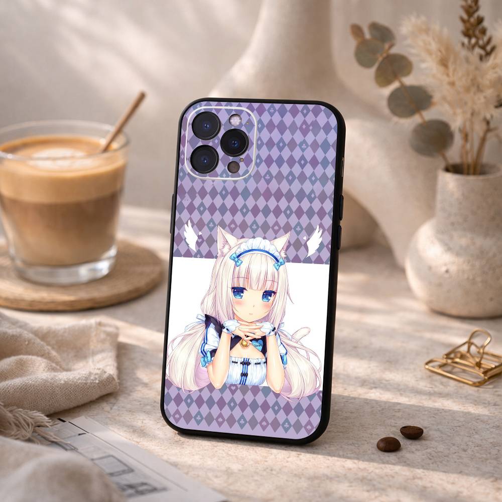 Чехол для телефона с персонажами N-Nekopara для iPhone 17, 16, 15, 14, 13, 12 Plus, Pro Max, XS, 5G, мягкий силиконовый, черный