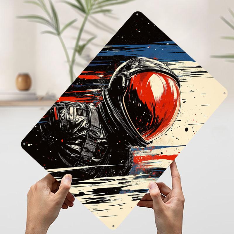 Astronaut in Space Tinplate Poster Customized Wall Art Vintage Retro Metal Signs for Room Ornaments Bedroom Decorations Man Cave