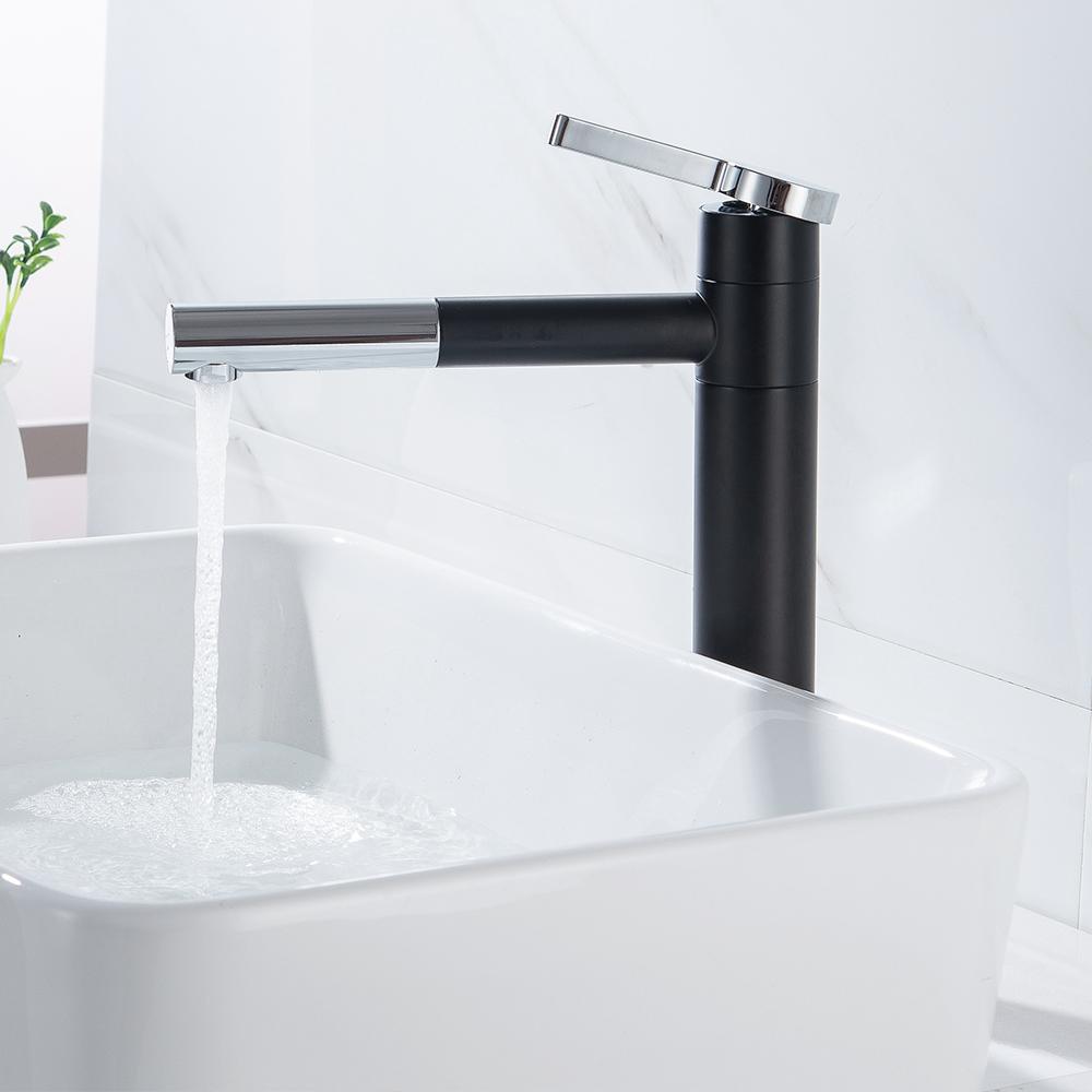 Basin Mixer Tap 360 Degree Rotate Type Basin Faucet White and Silver Chrome Finish Bathroom Faucets Single Hand Bathroom LT-701