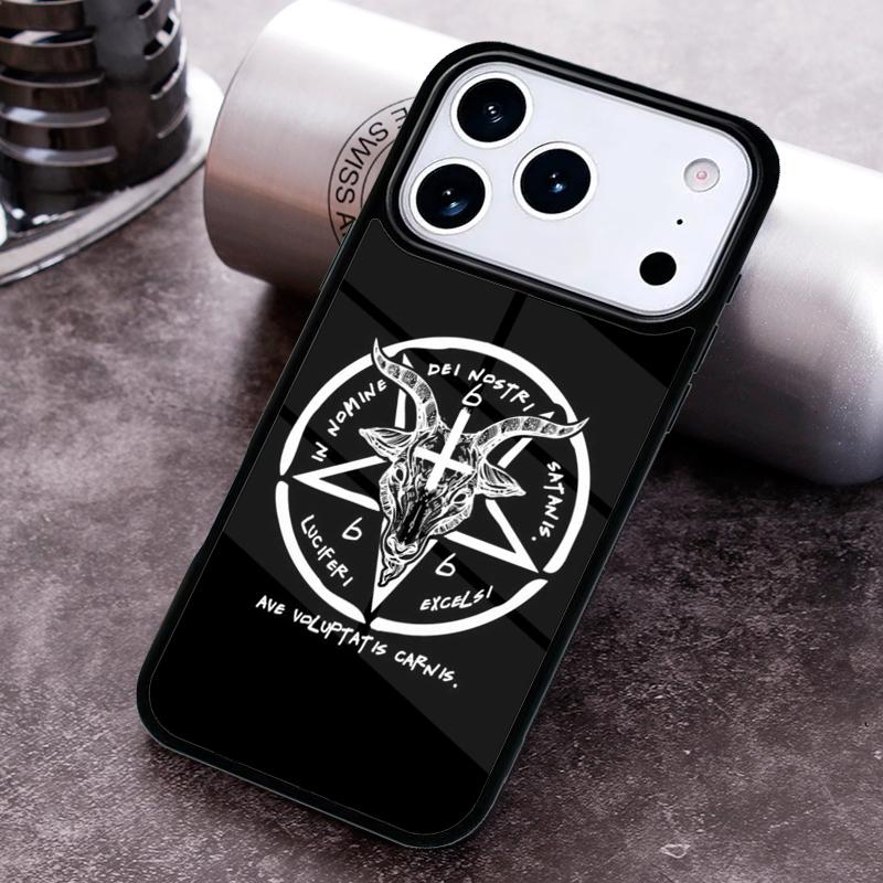 Satanic Pentagram Baphomet Phone Case For iPhone 17,16e,15,14,13,12,11,Mini,Pro,MAX soft Silicone Cover