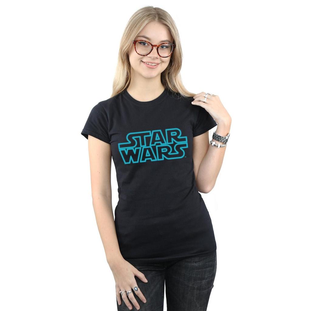 Star Wars Womens/Ladies Neon Sign Logo Cotton T-Shirt