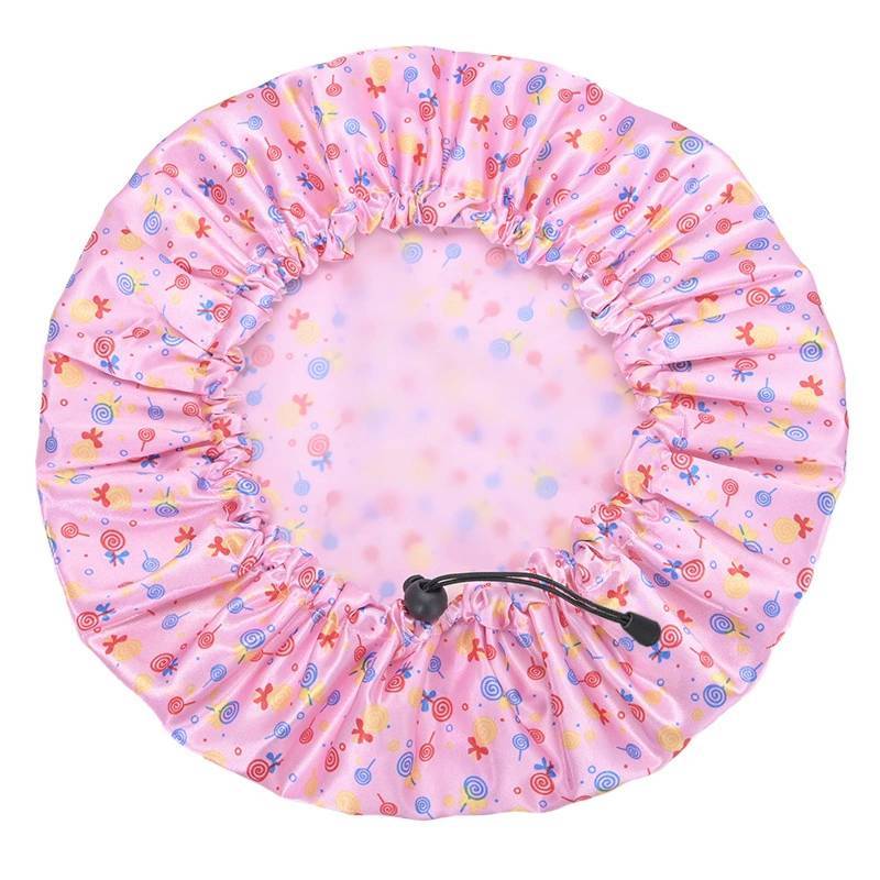 Cartoon Style Reusable Shower Cap For Adults With Daisy Print And Waterproof Design