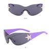 Oversized Rimless Goggle Punk Wrap Around Y2K Sunglasses for Women Men Shades Sports Sun Glasses