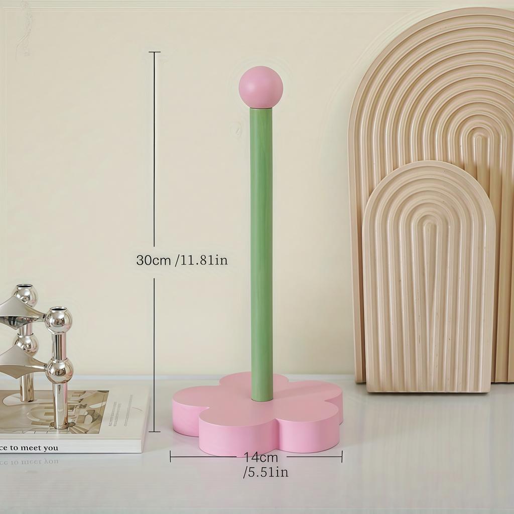 Tulip Wood Paper Towel Holder Kitchen Roll Paper Towel Holder Bathroom Tissue Vertical Stand Paper Towel Storage Holder