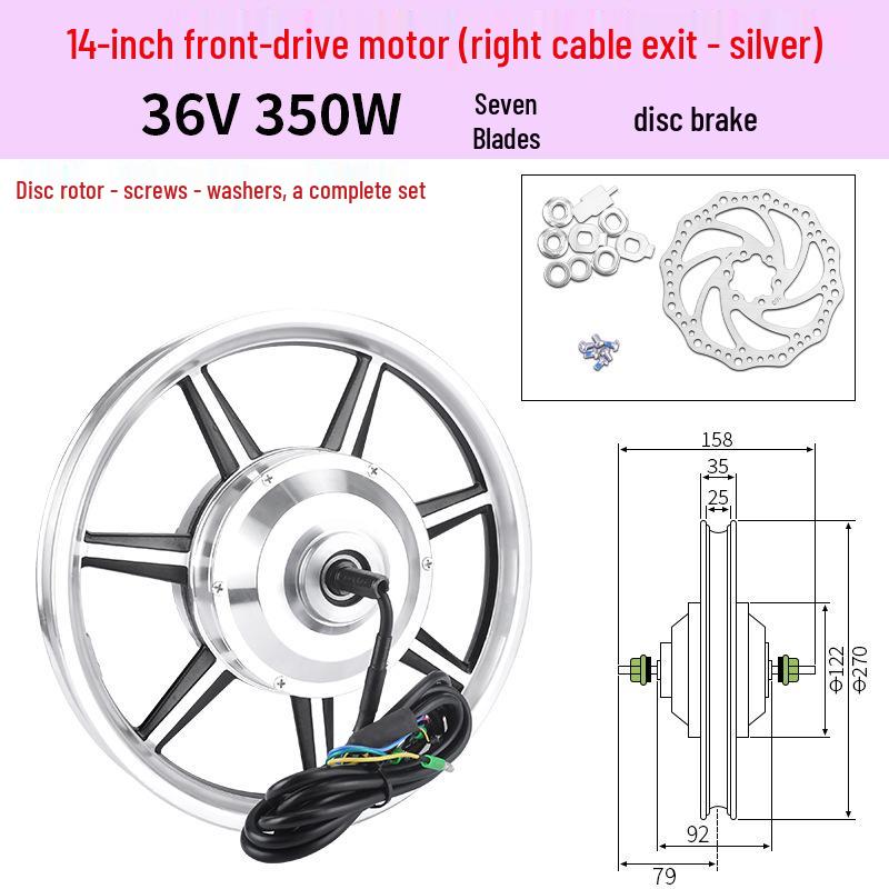 14-дюймовый складной электрический велосипед 36В/48В с высокоскоростным мотором 350Вт/400Вт, дисковыми тормозами и передним/задним приводным колесом