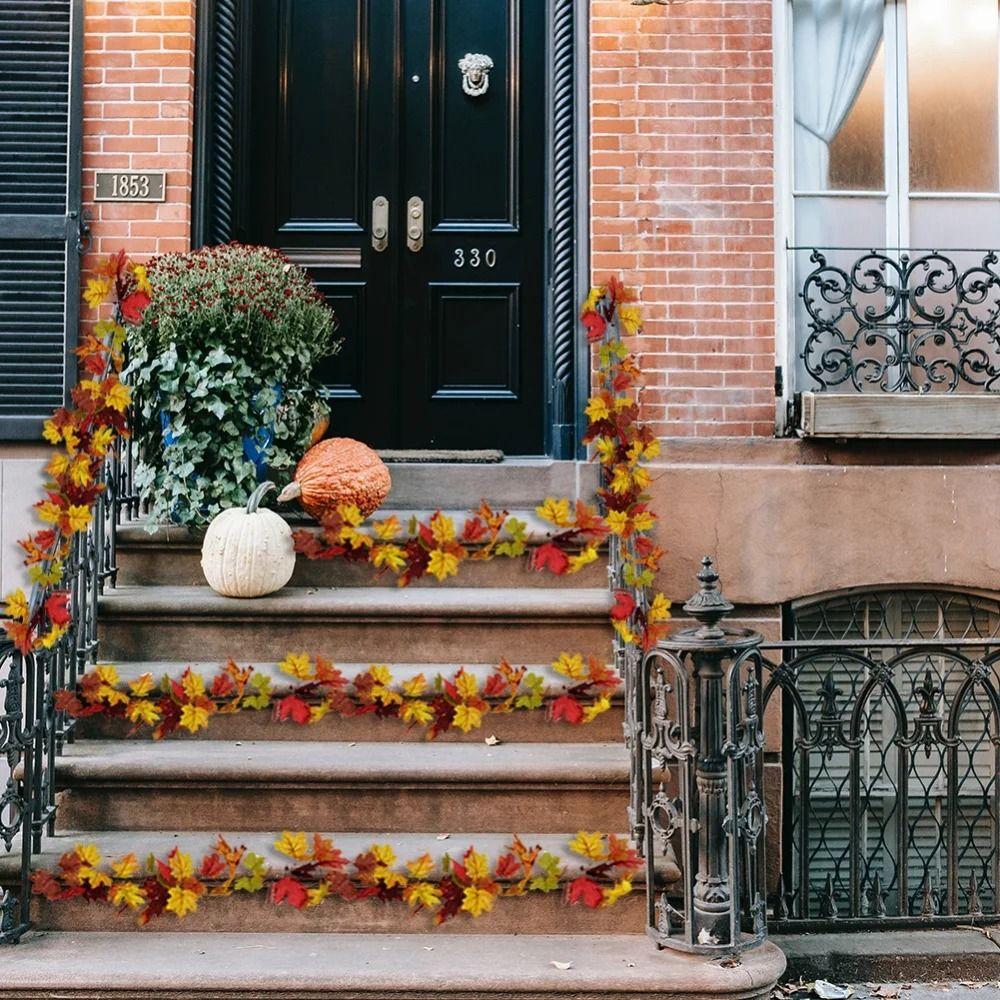 1,7 м Красные Осенние Кленовые Листья Креативные Искусственные Осенние Лианы Искусственная Кленовая Гирлянда Декор на Хэллоуин