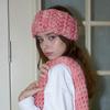 [29 см Предзаказ]_Шерсть 100% Ручная работа Крючком Широкая повязка на голову_ Розовый