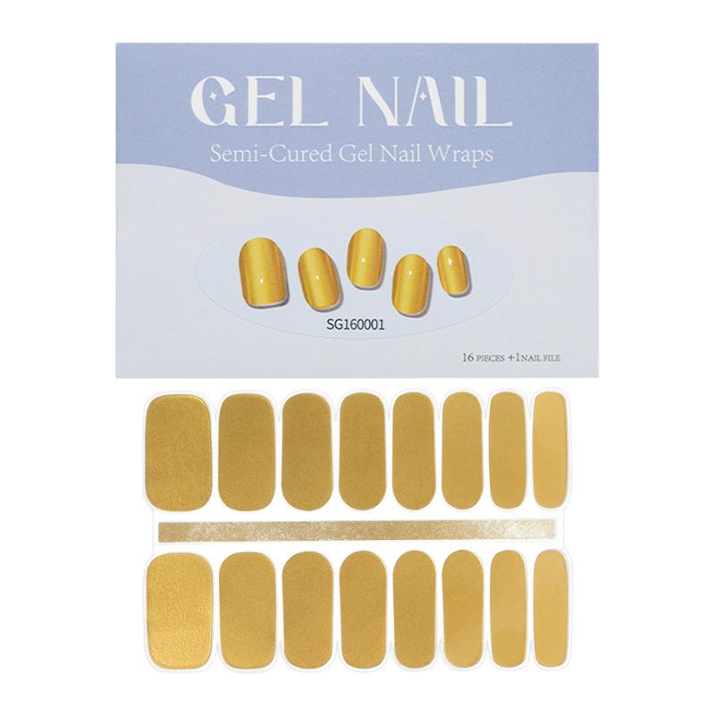 Thin Lamp Style Gel Nail Sticker 16-finger Extended Semi-curing Nail Sticker