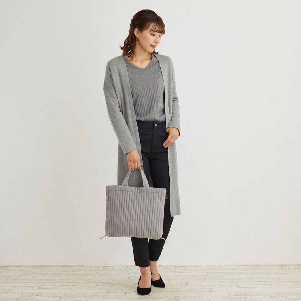 1230 Quilted Tote Bag SC A4 Wide Ible [Rootote] (Mauve)