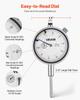 Dial Test Indicator with Magnetic Flexible Base Stand, 0.03 mm Accuracy, 0-25.4mm Range, Fine Adjustable Long Arm, Professional for Machine Set-Up,