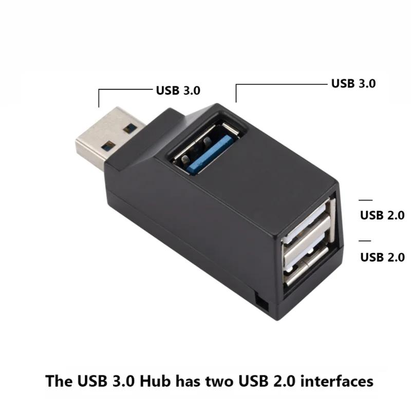3-портовый USB 3.0-концентратор, мини-USB-адаптер, разветвитель, OTG-адаптер, 5 Гбит/с, высокоскоростное U-ридер для портативных ПК