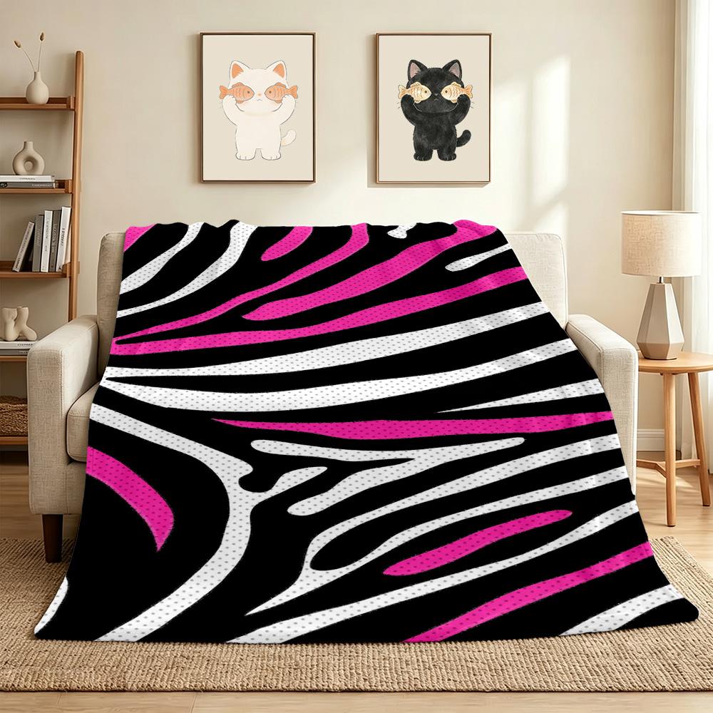 Pink Zebra Flannel Blanket Throw Blanket Soft Warm Sofa Bed Camping Car home Decor Unique Christmas Gift C9301777
