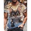 Cute Cat Monster Pattern T-Shirt For Men Funny Animal 3D Printed Tees Casual Unisex Short Sleeve Round Neck Tops Street Kids T Shirts