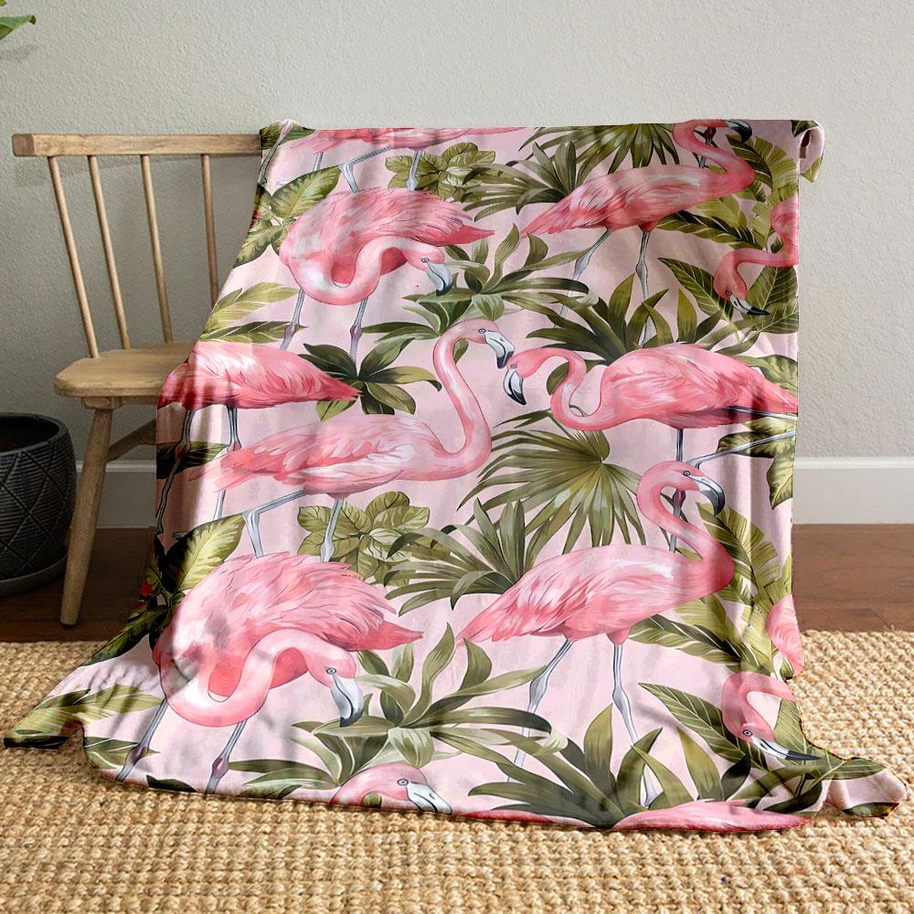 Pink Flamingo Tropical Leaves Blanket bedroom Blanket for Livingroom Couch lunch break Soft throw for Friend's festival Gift