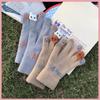 Cute Touch Screen Knitted Warm Gloves for Women In Winter Plus Velvet Thickening for Students Riding In Winter New Cold and Windproof