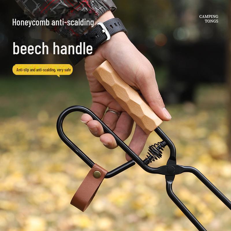 Extended Anti-Scalding Fire Tongs for Camping and Barbecue