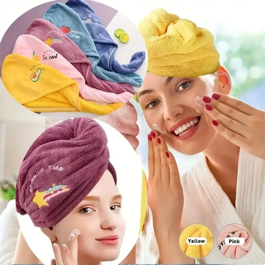 Soft & Absorbent Magic Microfiber Hair Drying Towel - Quick Dry Shower Cap Turban for Women & Girls Normal Hair Typer Amagi