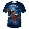 Футболка с 3D принтом животного орла, весна-лето, женская и мужская одежда, большие размеры, свободные топы с круглым вырезом и короткими рукавами, дышащие рубашки для пар