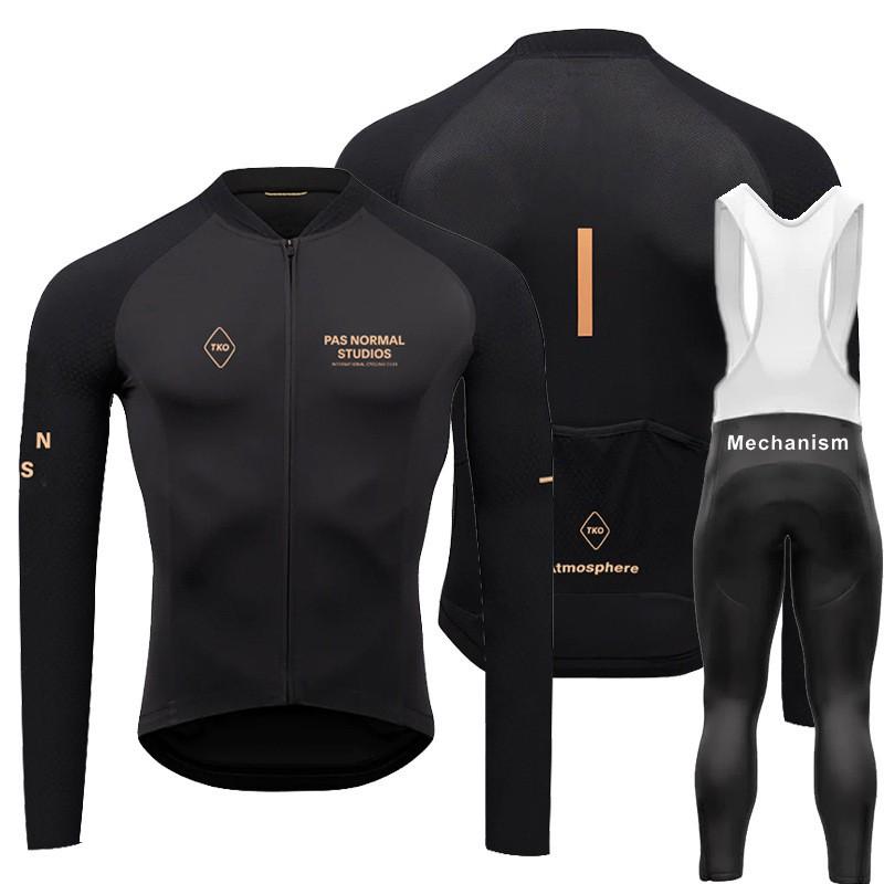 Mens Long Sleeve Cycling Jersey Set Quick Dry Breathable Road Bike Apparel Ride
