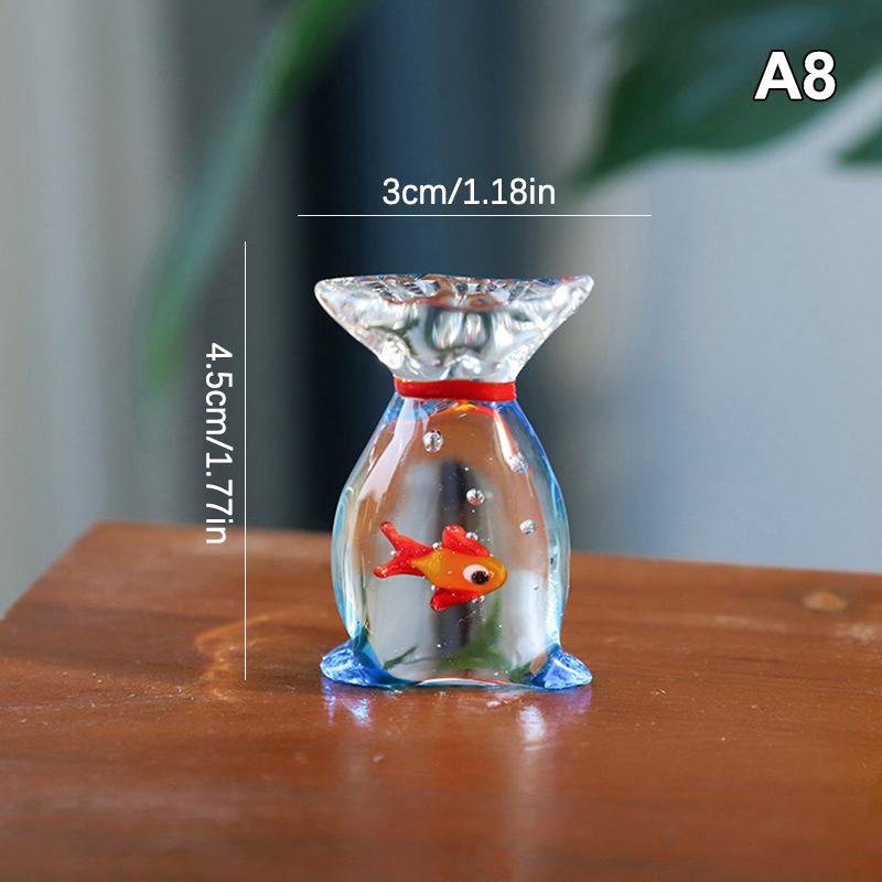 Handcrafted Glass Pocket Fish Figurine Mini Pocket Fish Ornaments Vibrant Glass Fish Desktop Decoration Home Office Decor