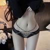 Sexy Panties Hot Leopard Print Temperament Splicing Lace Cross High Waist Sexy Breathable Imperial Sister N-