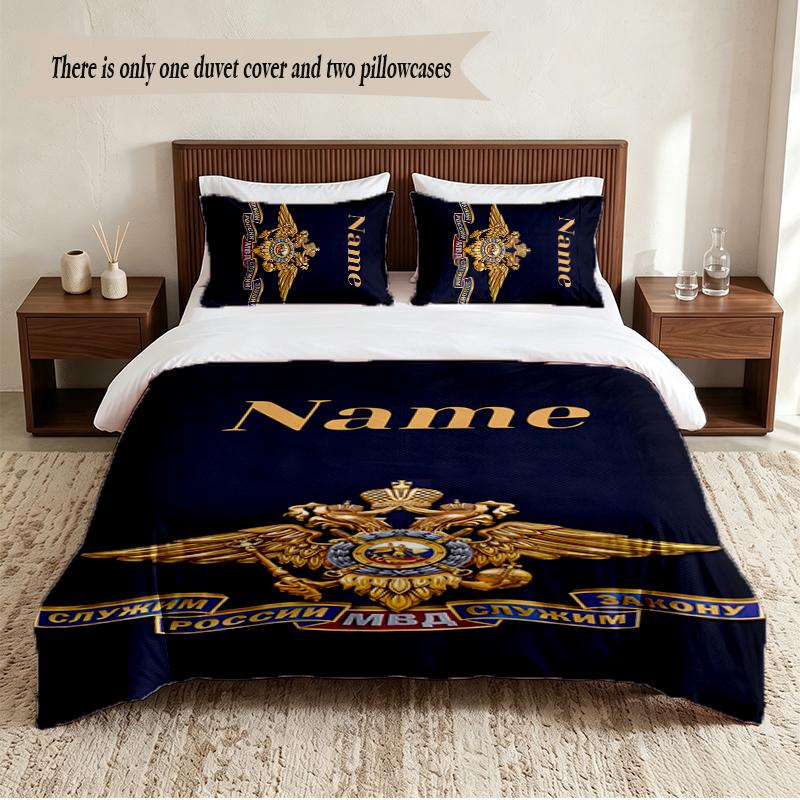Russian double-headed eagle Personalized Custom Name 3‑Piece Bedding Set Soft Duvet Cover Set For Bedroom Home Decor
