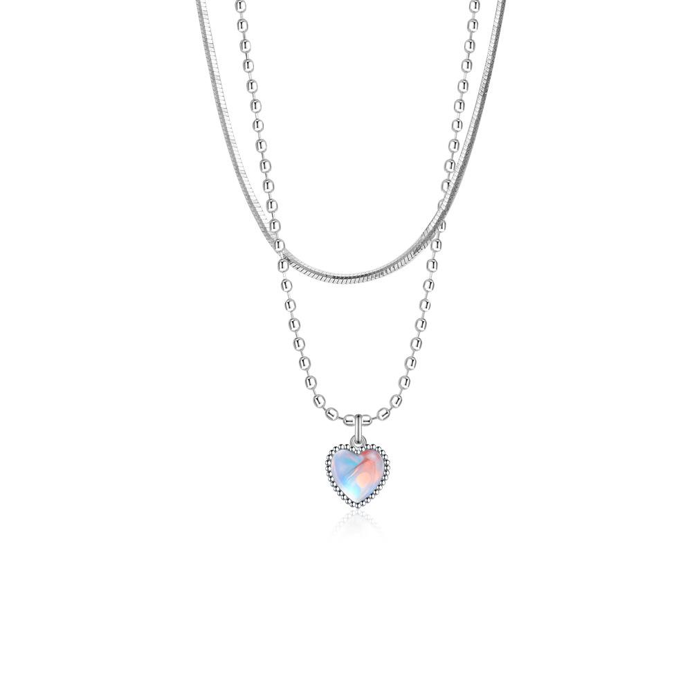 Fashion 925 Sterling Silver Moonstone Heart Crystals Necklaces For Women Luxury Designer Jewelry WholesaleItems