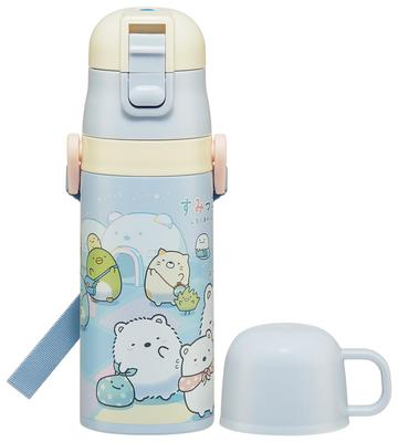 Skater Water 420 мл или 350 мл Sumikkogurashi Белый медведь Родной город Маленькая спортивная бутылка из нержавеющей стали для детской бутылочки, 2-сторонняя, (Прямое питье) (чашка