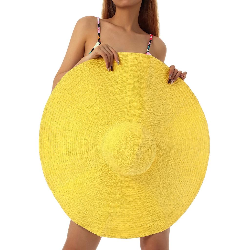 Женская шляпа от солнца с широкой оправой, летняя шляпа, складная пляжная шляпа с рулонами, женская летняя однотонная шляпа от солнца на Гавайях с широкой каймой