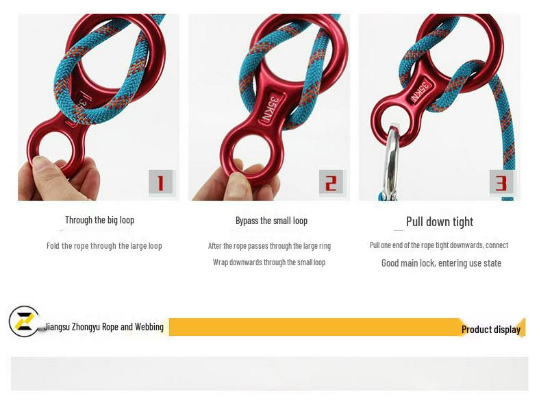 Aluminum Alloy 35KN Figure-Eight Descender for High-Altitude Rock Climbing and Abseiling