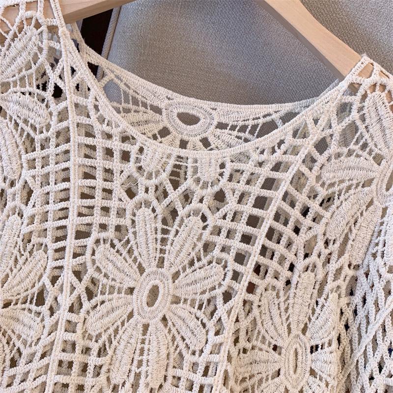 DIMANAF 2024 Новая летняя женская футболка с изображением летучей мыши без рукавов Базовые кружевные модные топы Кружевные футболки Повседневные свободные футболки