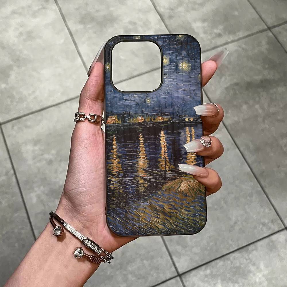 Чехол для телефона с картиной Ван Гога маслом Для IPhone 16 15 17 Pro 11 12 13 14 Pro Max Plus Мягкий Силиконовый Чехол-Ракушка с Волнистым Рисунком