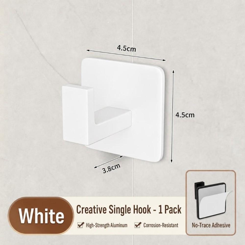 1pc Wall Mounted Adhesive Wall Hooks Aluminum Robe Hook Bathroom Hook for Bath Kitchen Bedroom
